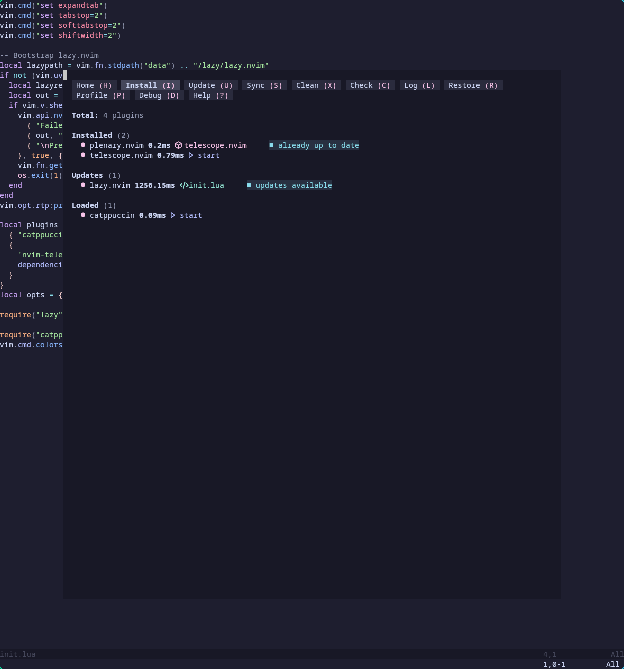 Lazy installing Telescope and Plenary