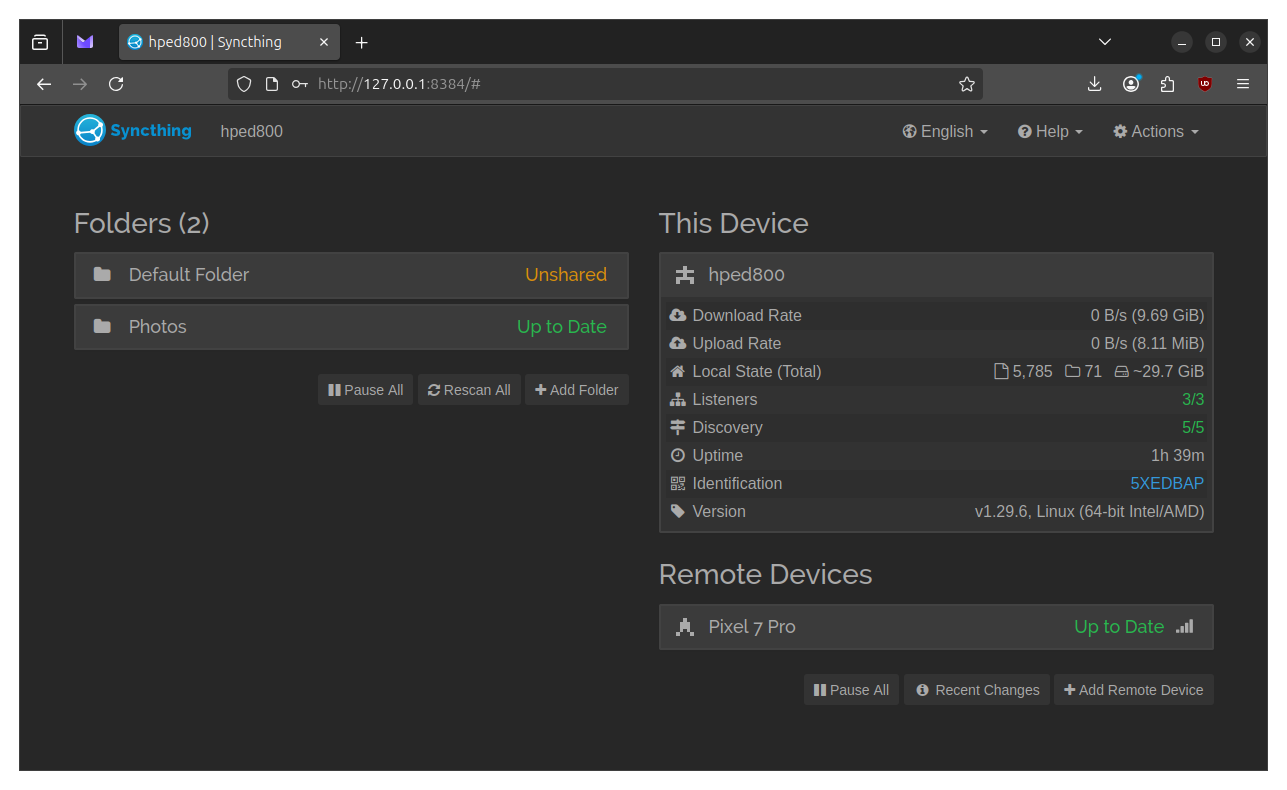 Syncthing on Ubuntu